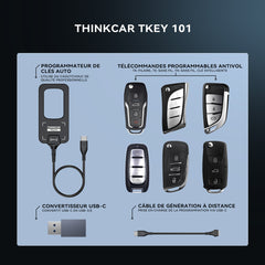 THINKCAR TKEY101 - Programmateur Universel de Clés de Voiture avec 6 Télécommandes