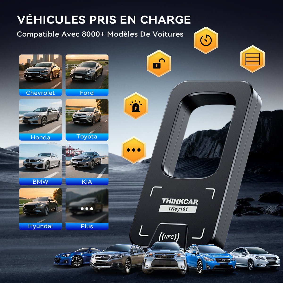 THINKCAR TKEY101 - Programmateur Universel de Clés de Voiture avec 6 Télécommandes