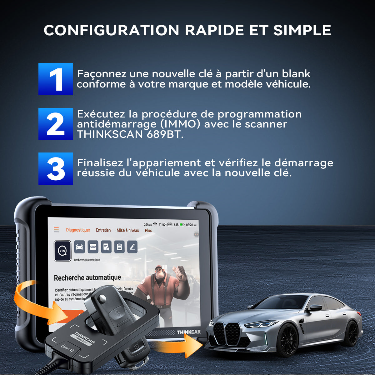 THINKCAR TKEY101 - Programmateur Universel de Clés de Voiture avec 6 Télécommandes