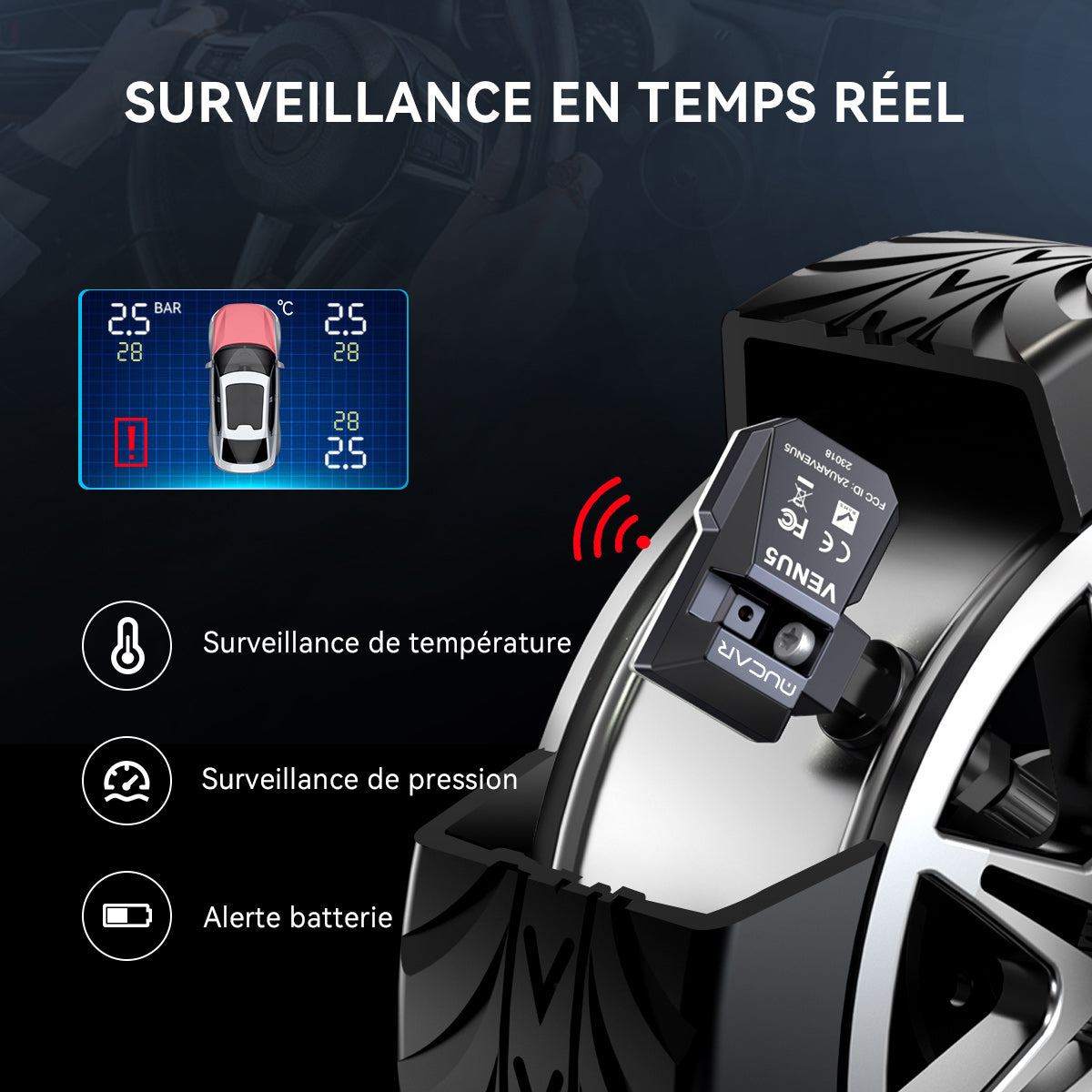 MUCAR VENU5 CAPTEUR DE PRESSION DES PNEUS